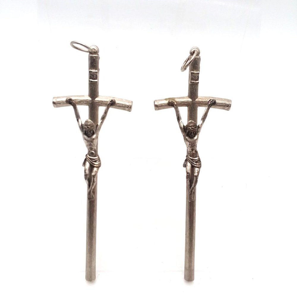 Cucifix Cross VTG INRI Metal Jesus Wall Hanging Decoration Christianity Silver
